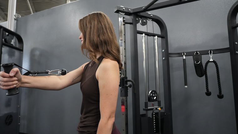 Our tester training with the Titan Fitness Functional Trainer