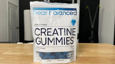 a bag of bear balanced creatine gummies on a wooden table