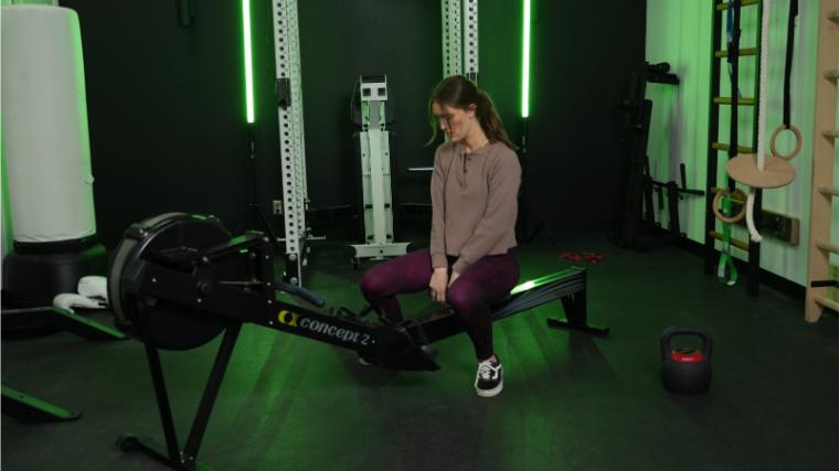 Our tester on the Concept2 RowErg.