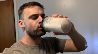 Our tester drinking Gainful Protein Powder