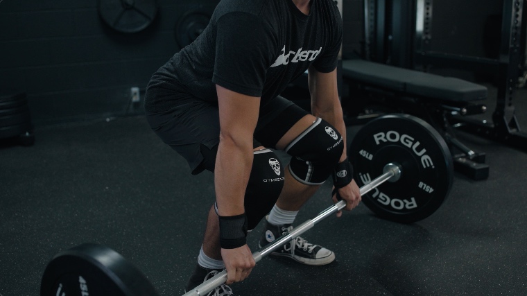 Getting ready to powerclean with the Gymreapers Knee Sleeves