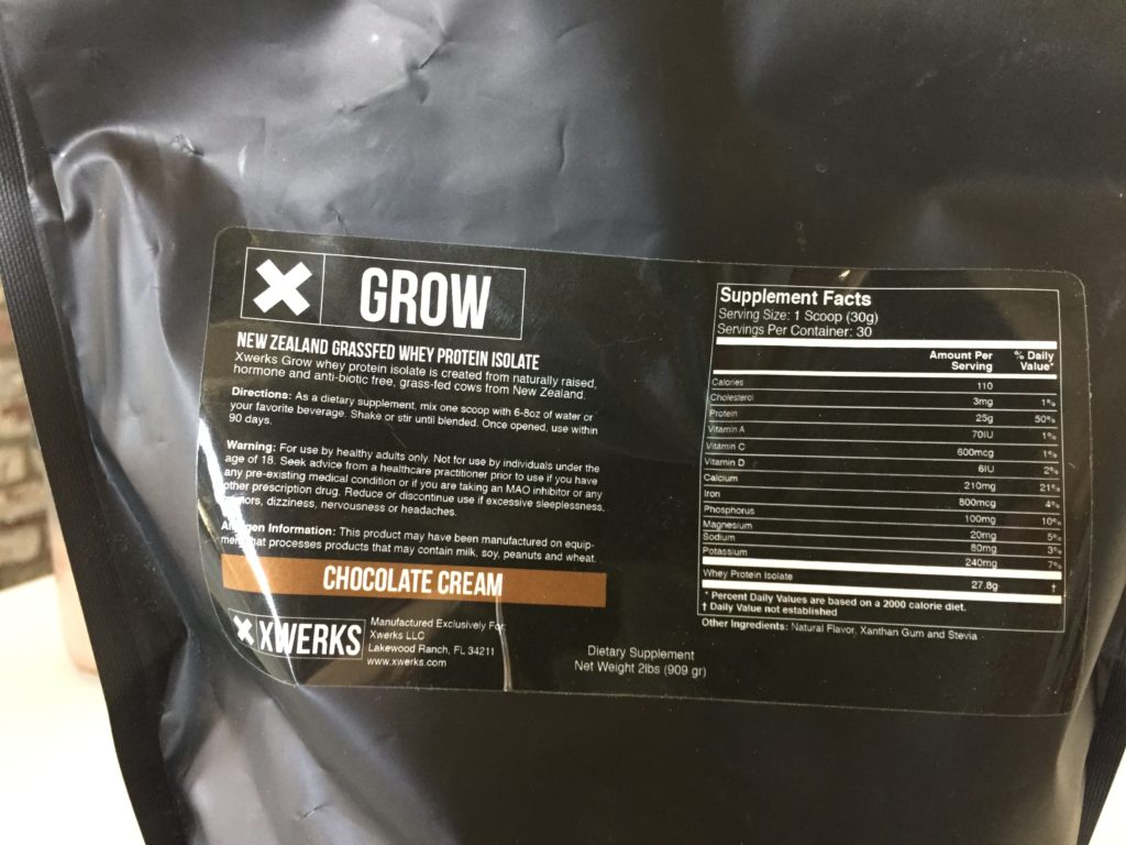 A black bag displaying the Xwerks Grow Nutrition label.