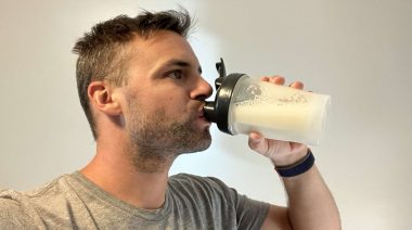 Our tester drinking a True Nutrition Egg White Protein shake