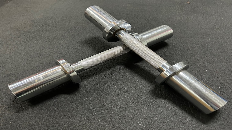 The knurling and sleeve length of the Titan Fitness Loadable Dumbbells