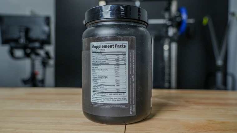 Supplement Facts label on a container of Transparent Labs BULK Black Pre.