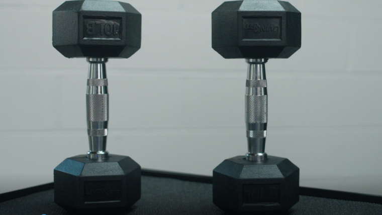 Ergonomic Handle on the Living.Fit Dumbbells