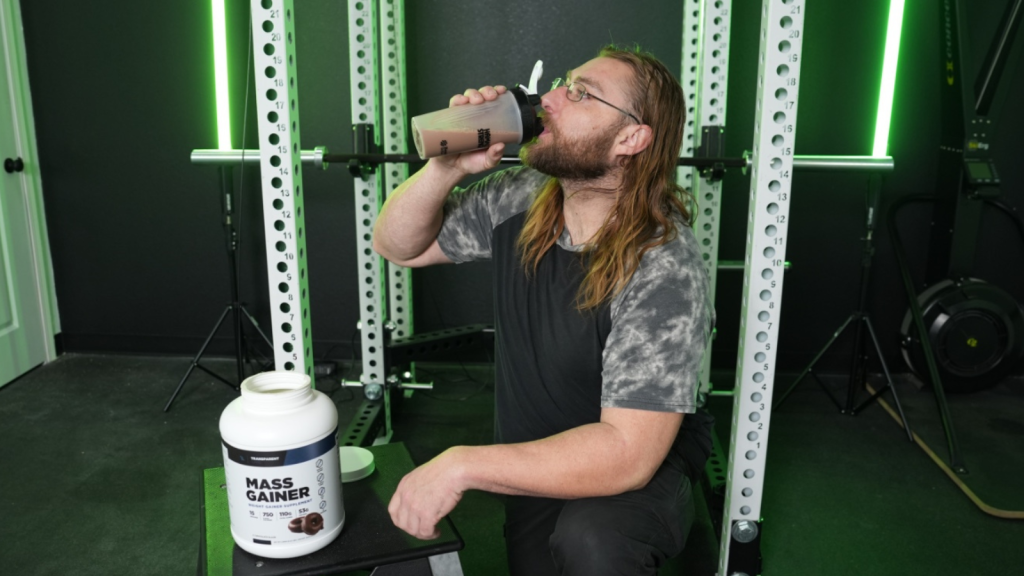 Our tester drinking Transparent Labs Mass Gainer